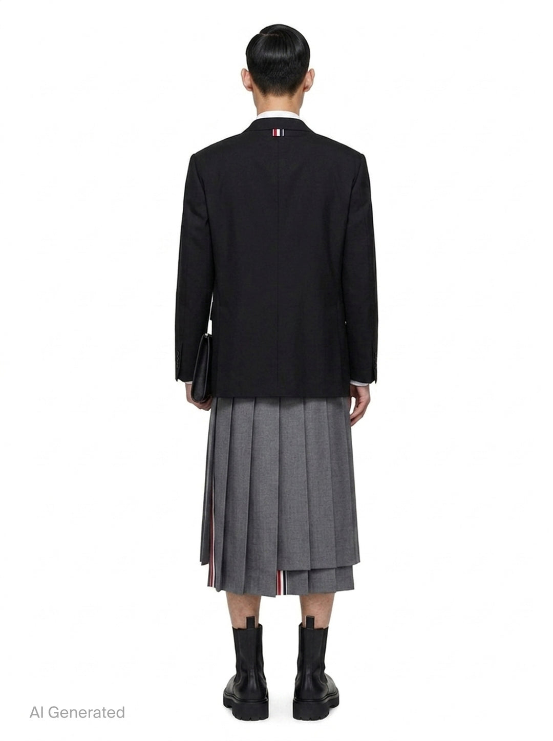 Below Knee Dropped Back Pleated Skirt | Thom Browne | Club21 - back