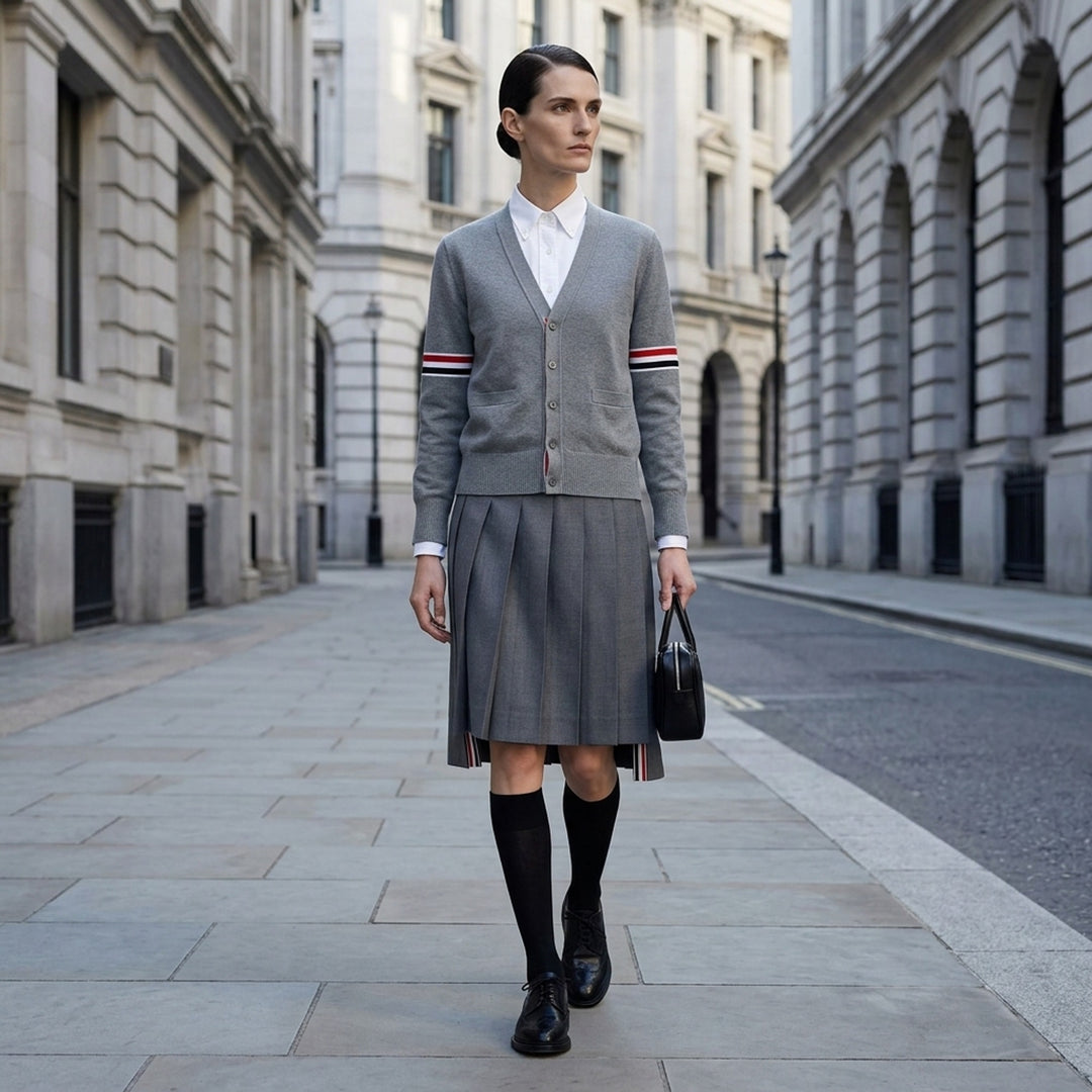 Below Knee Dropped Back Pleated Skirt | Thom Browne | Club21 - lifestyle
