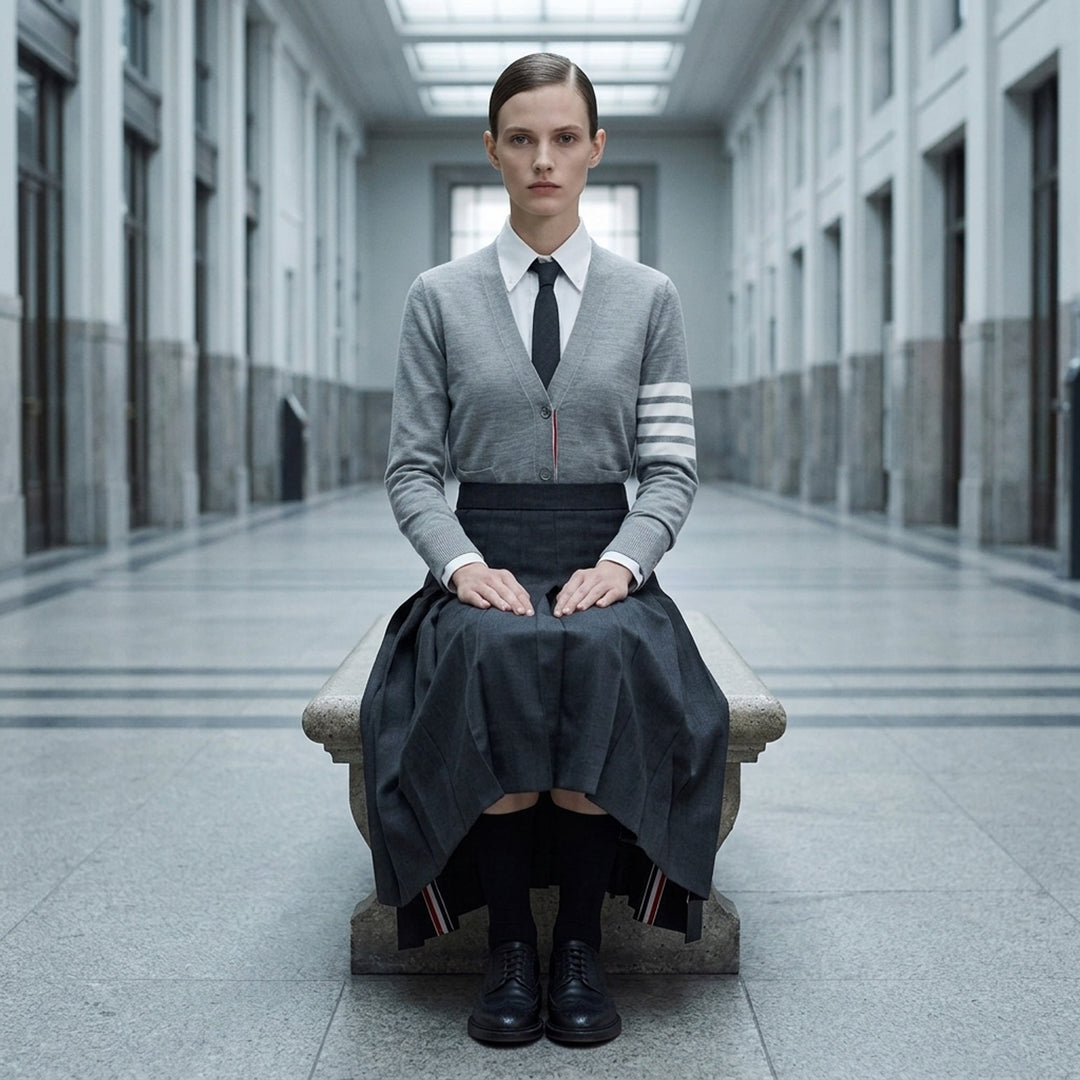 Below Knee Dropped Back Pleated Skirt | Thom Browne | Club21 - lifestyle