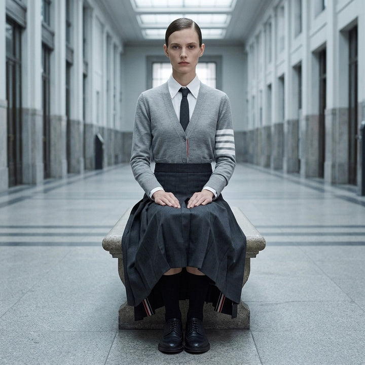 Below Knee Dropped Back Pleated Skirt | Thom Browne | Club21 - lifestyle