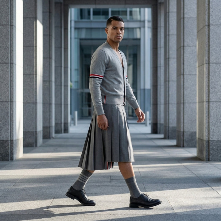 Below Knee Dropped Back Pleated Skirt | Thom Browne | Club21 - lifestyle