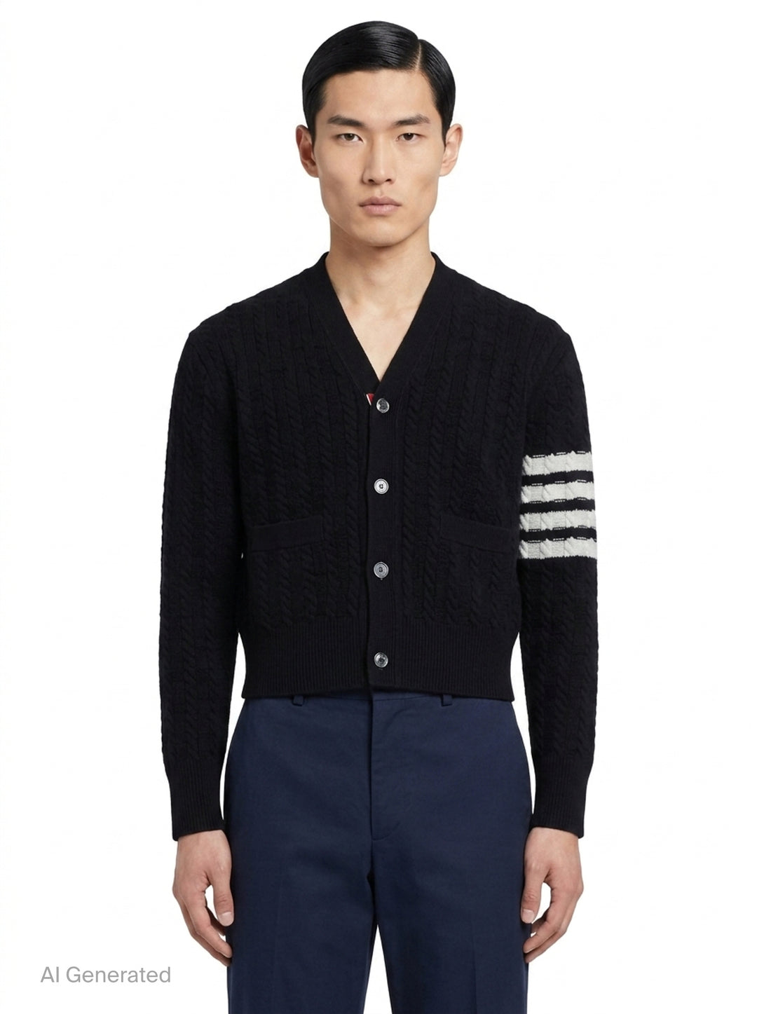 Cable Knit Cropped Cardigan | Thom Browne | Club21 - front