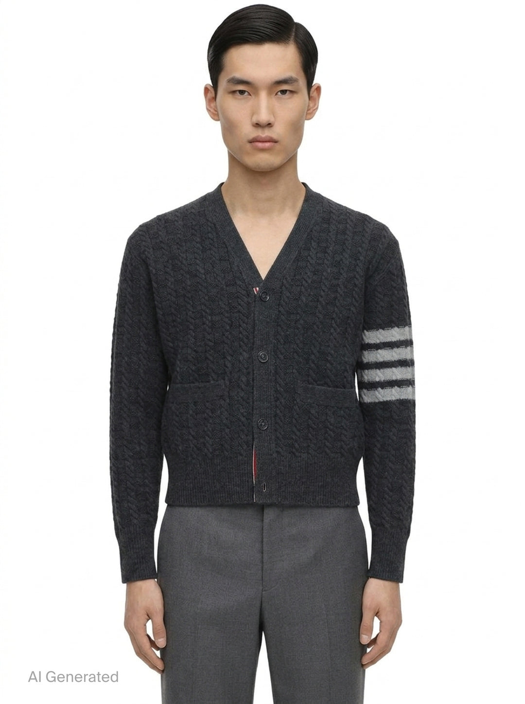 Cable Knit Cropped Cardigan | Thom Browne | Club21 - front