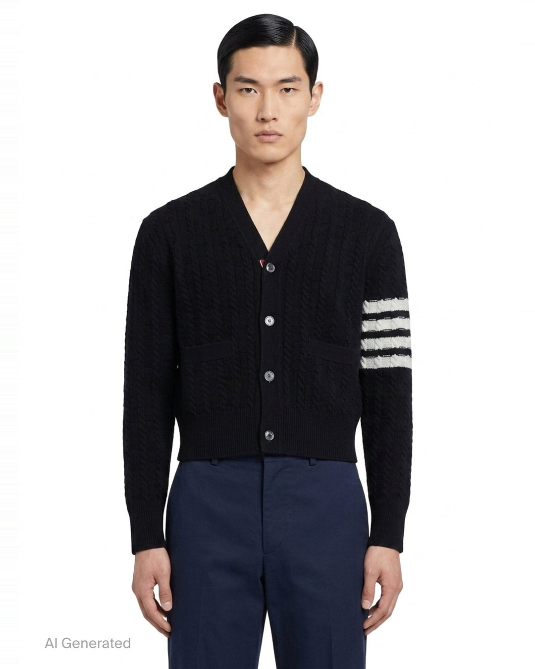 Cable Knit Cropped Cardigan | Thom Browne | Club21 - front