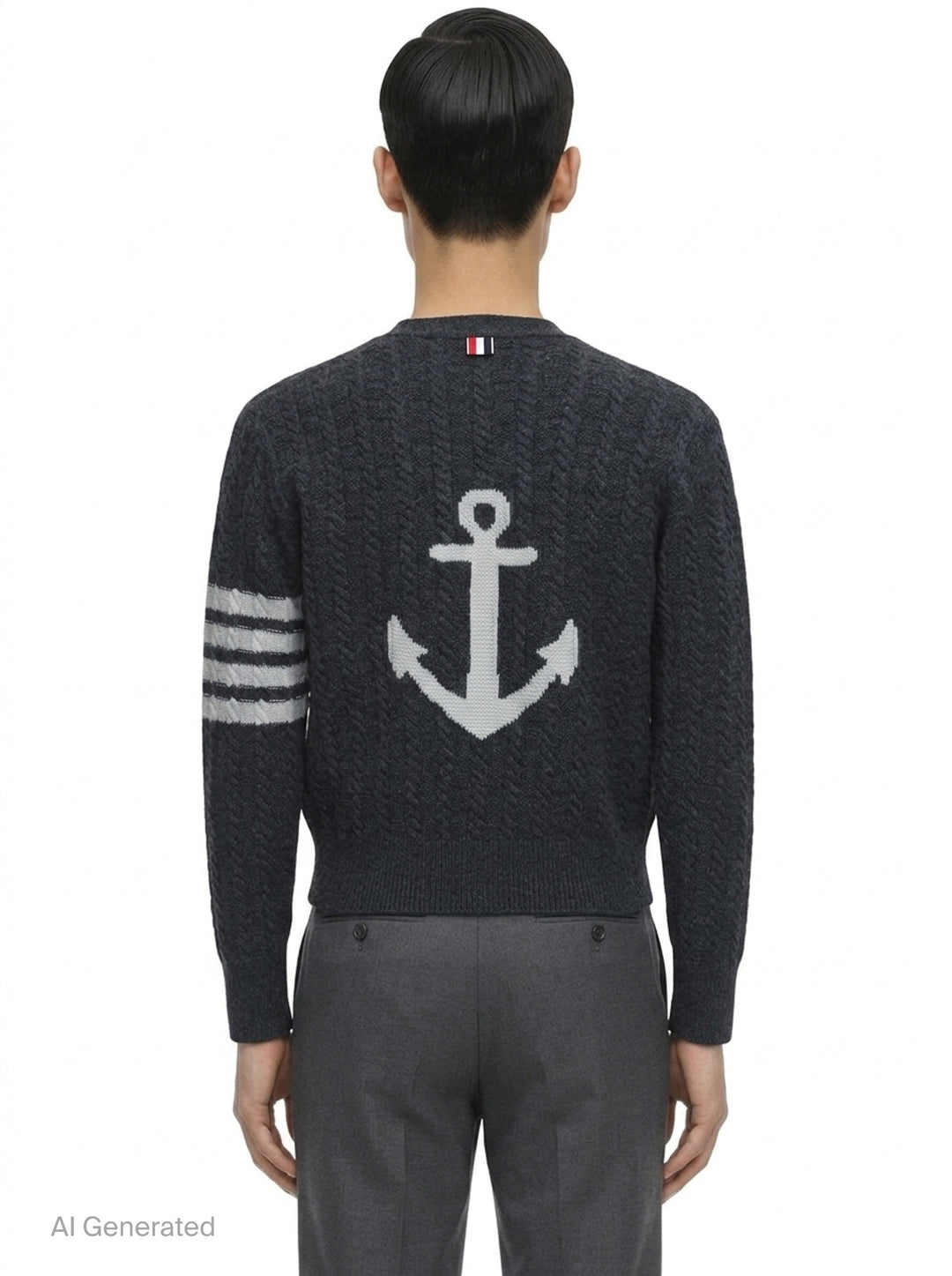 Cable Knit Cropped Cardigan | Thom Browne | Club21 - back