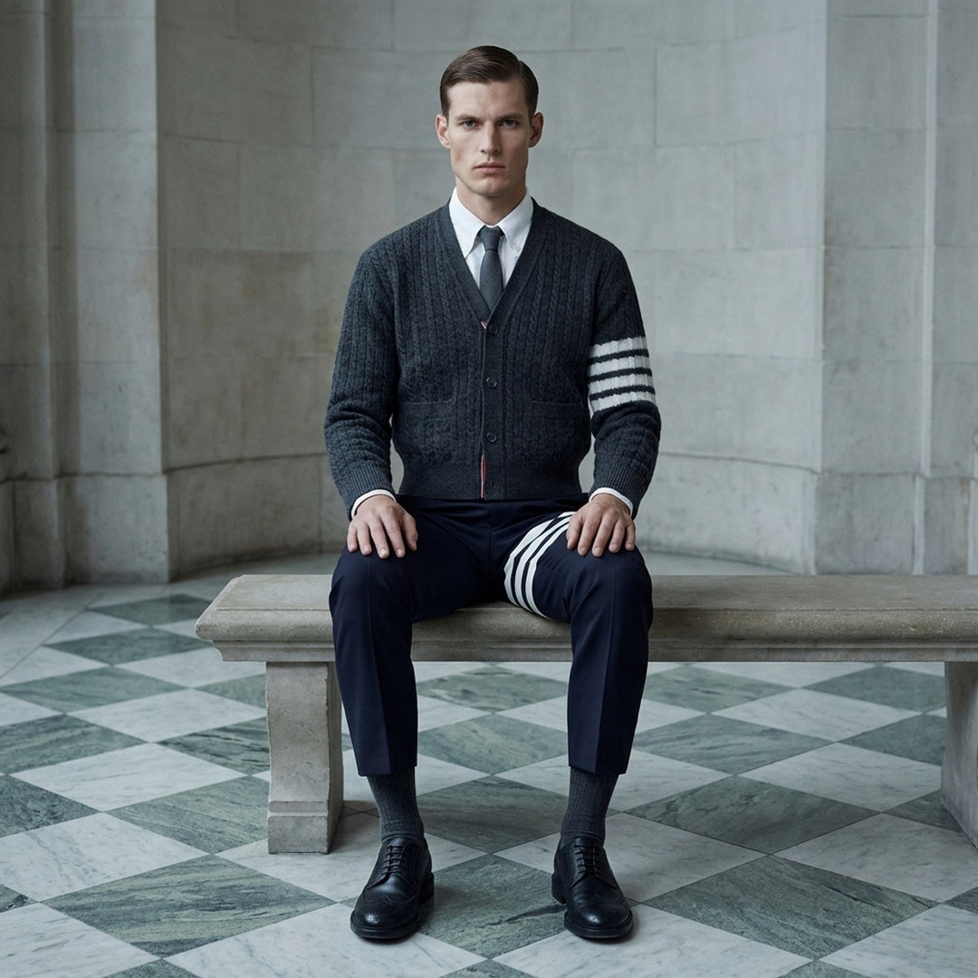 Cable Knit Cropped Cardigan | Thom Browne | Club21 - lifestyle