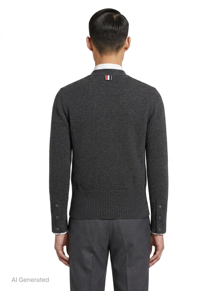 Cable Knit V-Neck Cardigan | Thom Browne | Club21 - back