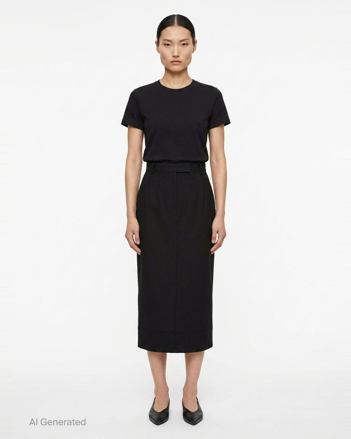 Calf Length High Waisted Skirt | Thom Browne | Club21 - front