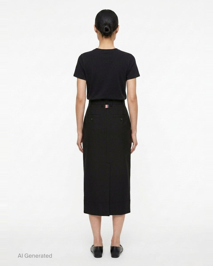 Calf Length High Waisted Skirt | Thom Browne | Club21 - back