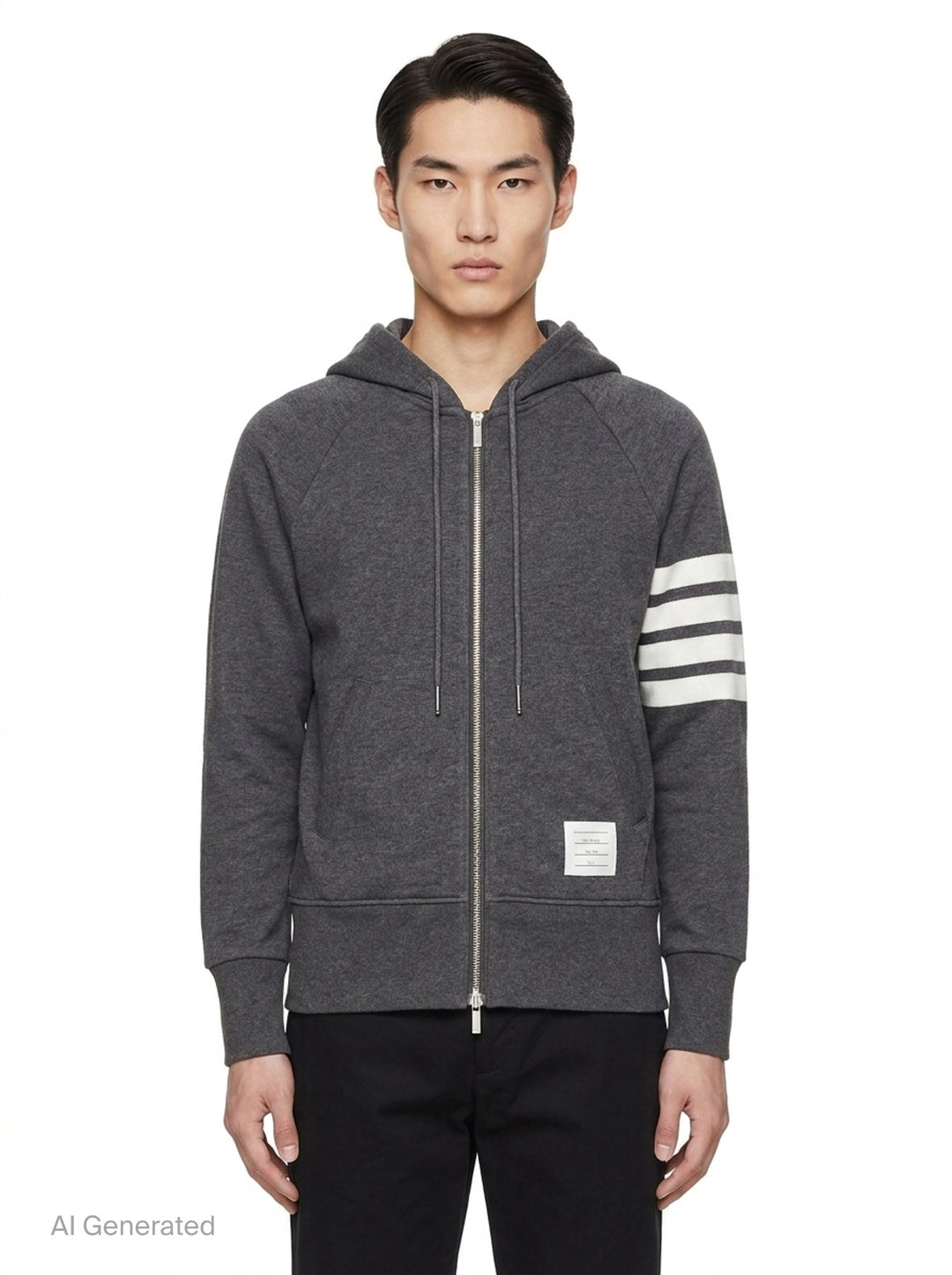 Classic 4-Bar Full Zip Hoodie | Thom Browne | Club21 - front