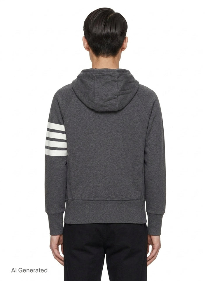 Classic 4-Bar Full Zip Hoodie | Thom Browne | Club21 - back