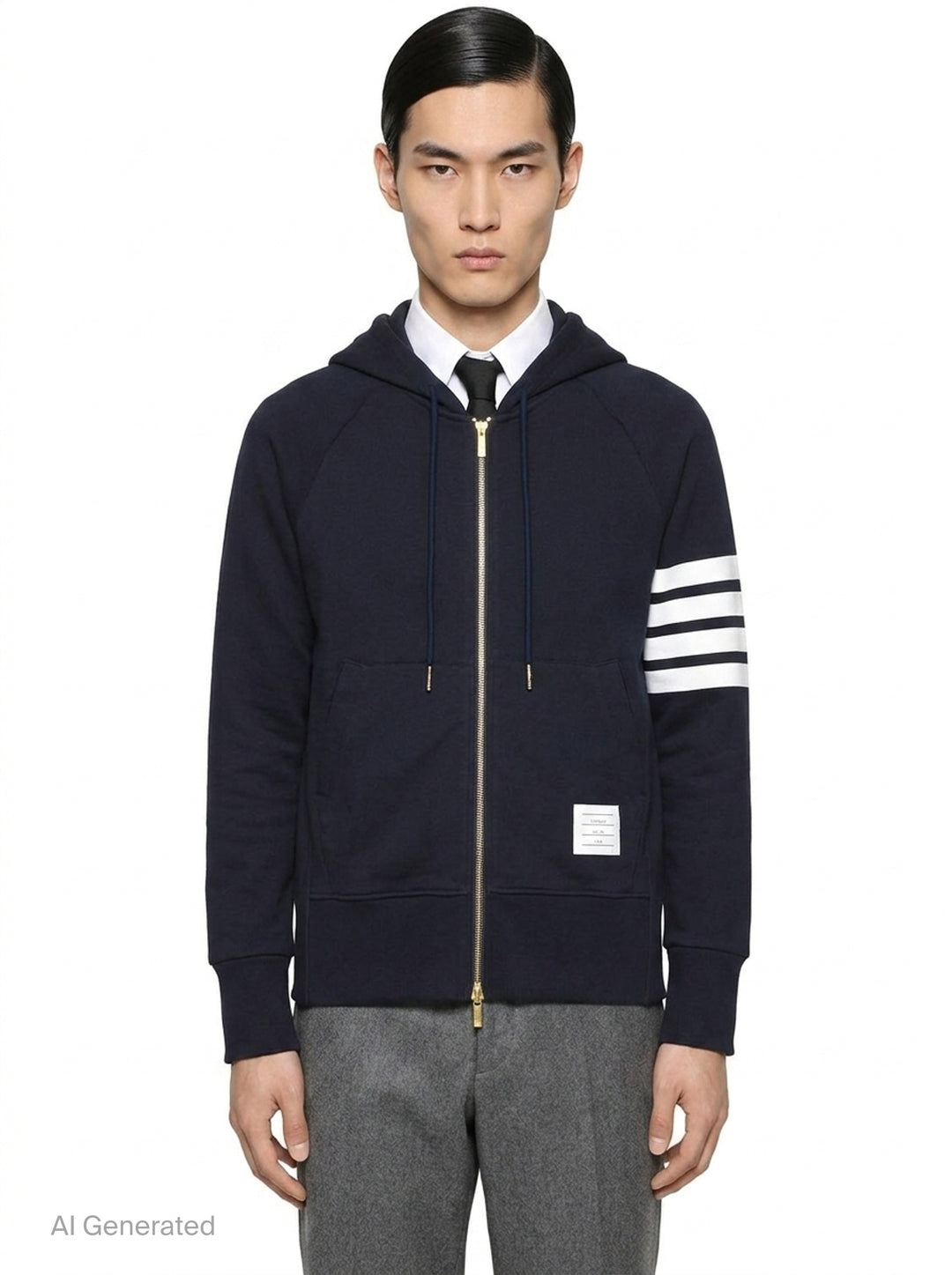 Classic 4-Bar Zip Hoodie | Thom Browne | Club21 - front