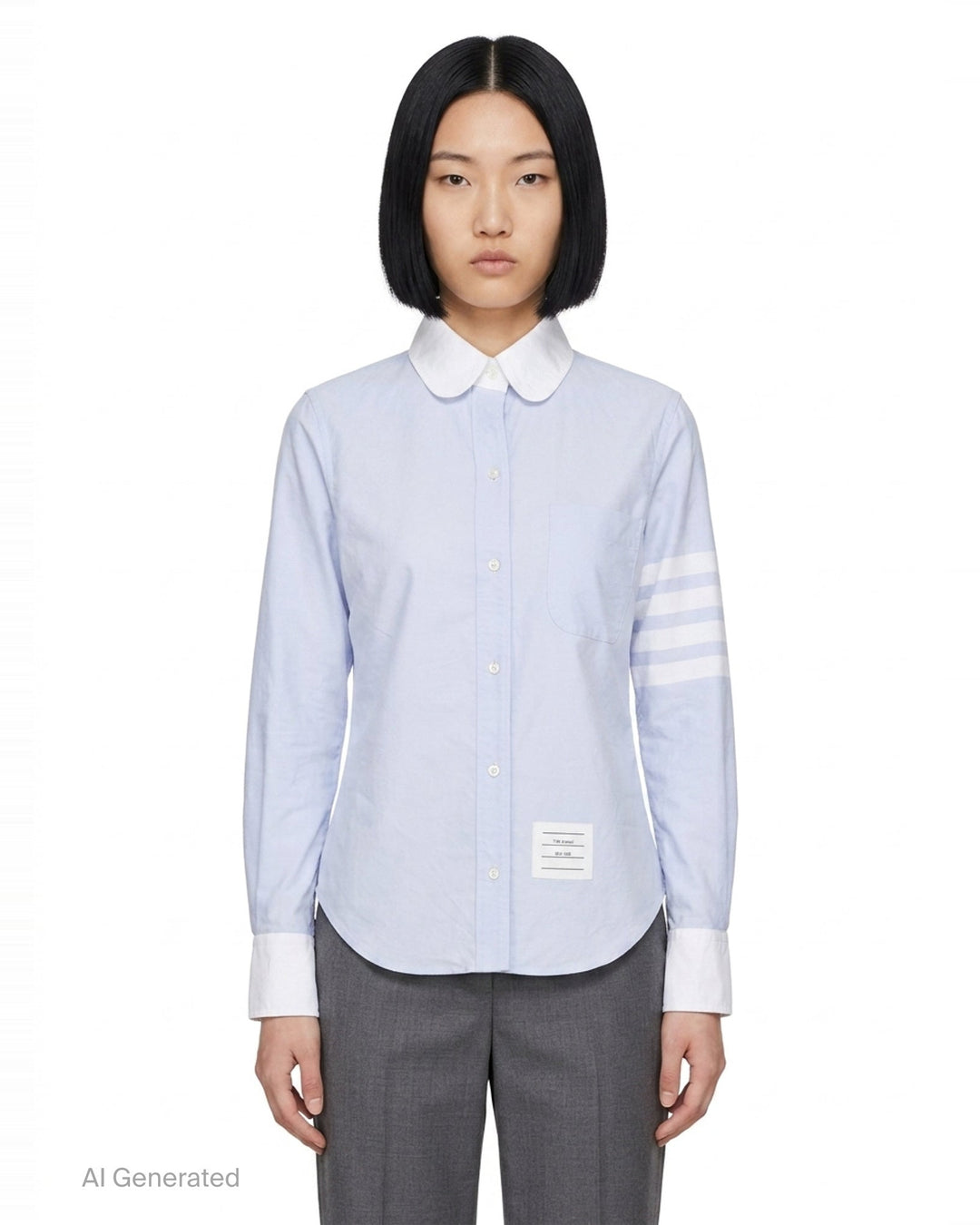 Classic Long Sleeve Round Collar Blouse | Thom Browne | Club21 - front