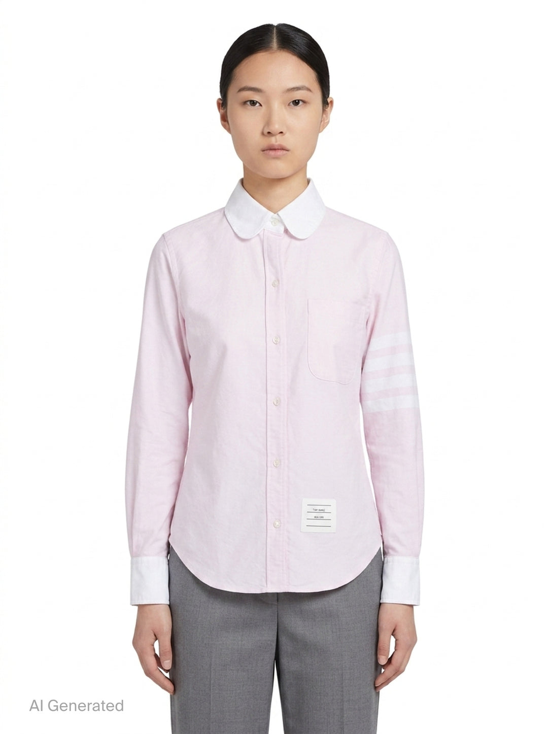 Classic Long Sleeve Round Collar Blouse | Thom Browne | Club21 - front