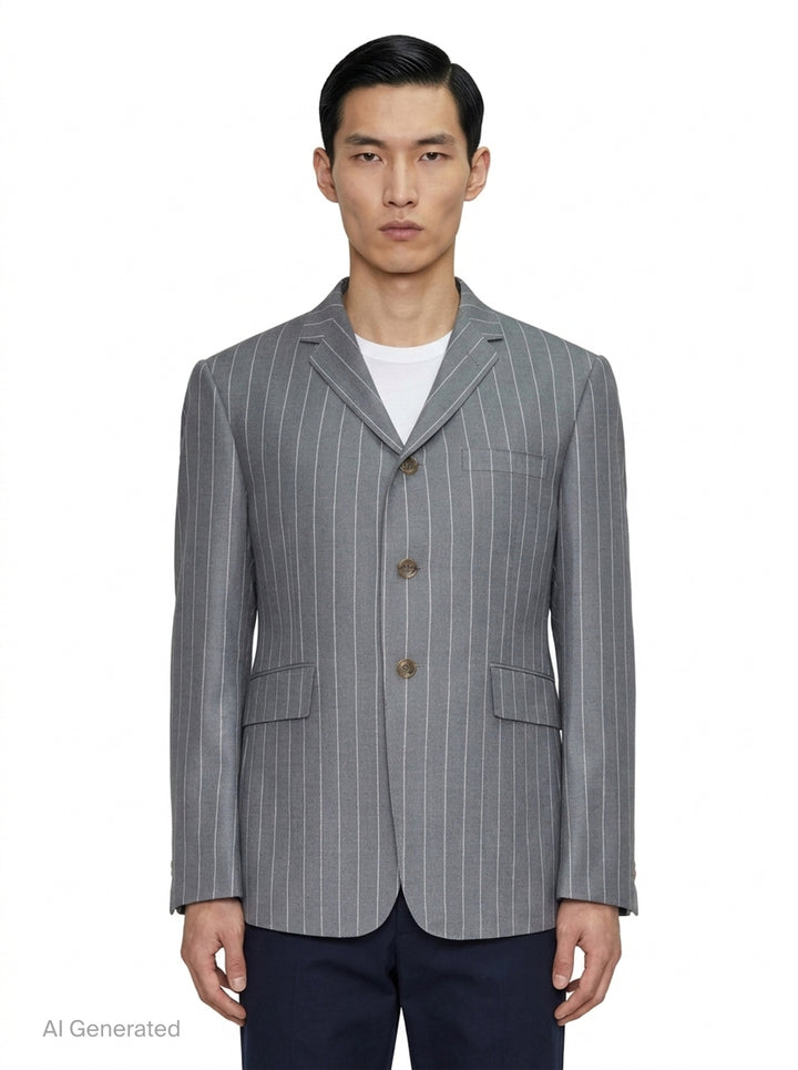 Classic Pinstripe Single Breasted Blazer | Thom Browne | Club21 - front