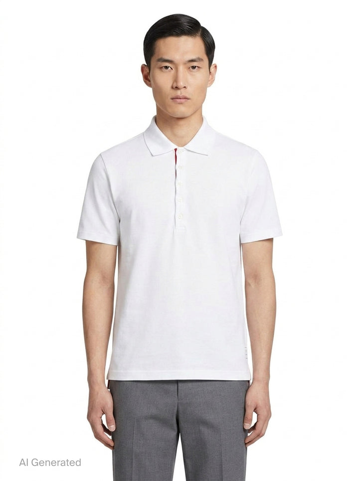 Classic Pique Stripe Relaxed Polo | Thom Browne | Club21 - front