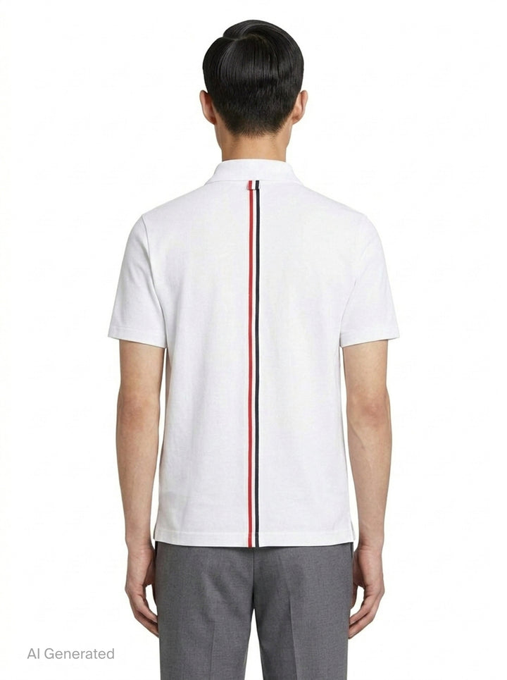 Classic Pique Stripe Relaxed Polo | Thom Browne | Club21 - back