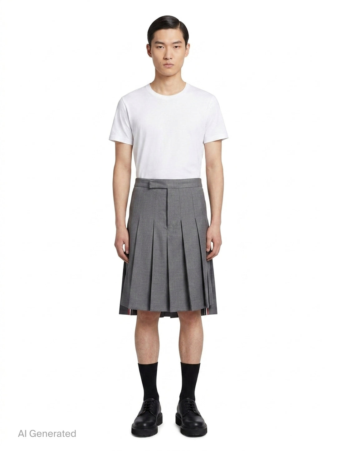 Classic Rise Pleated Knee Length Skirt | Thom Browne | Club21 - front
