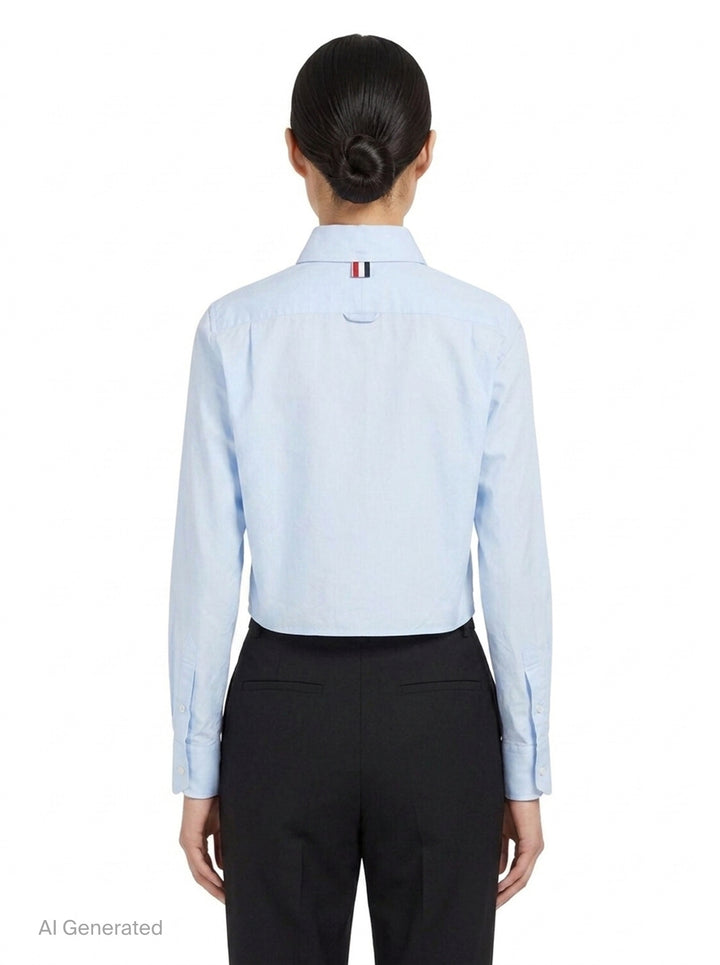 Classic Round Collar Cropped Shirt | Thom Browne | Club21 - back