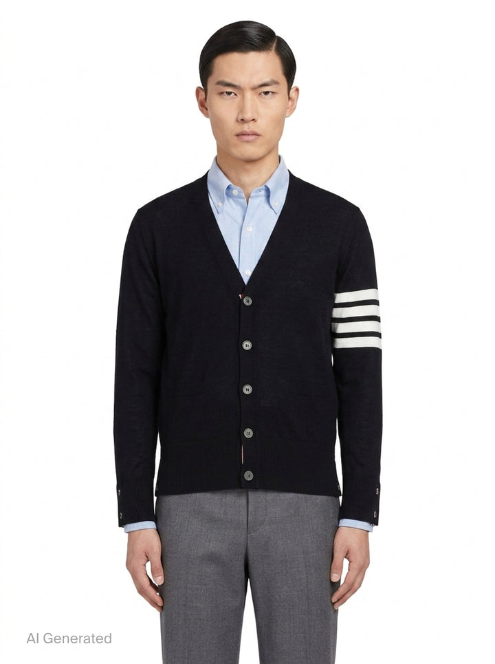 Classic V-Neck Cardigan | Thom Browne | Club21 - front
