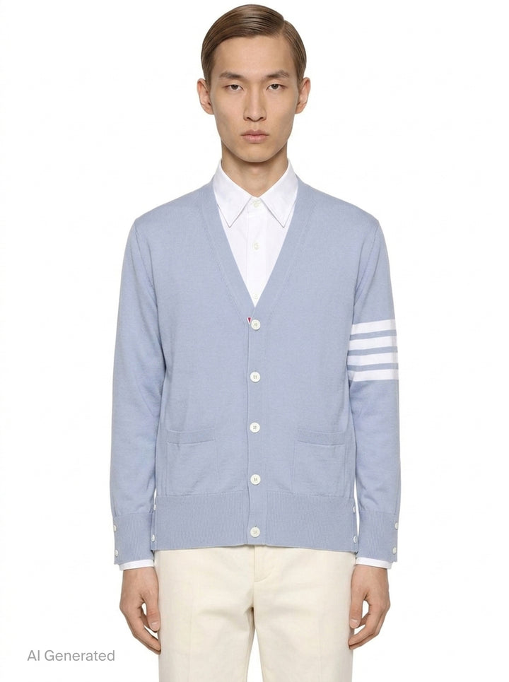 Classic V-Neck Cardigan | Thom Browne | Club21 - front