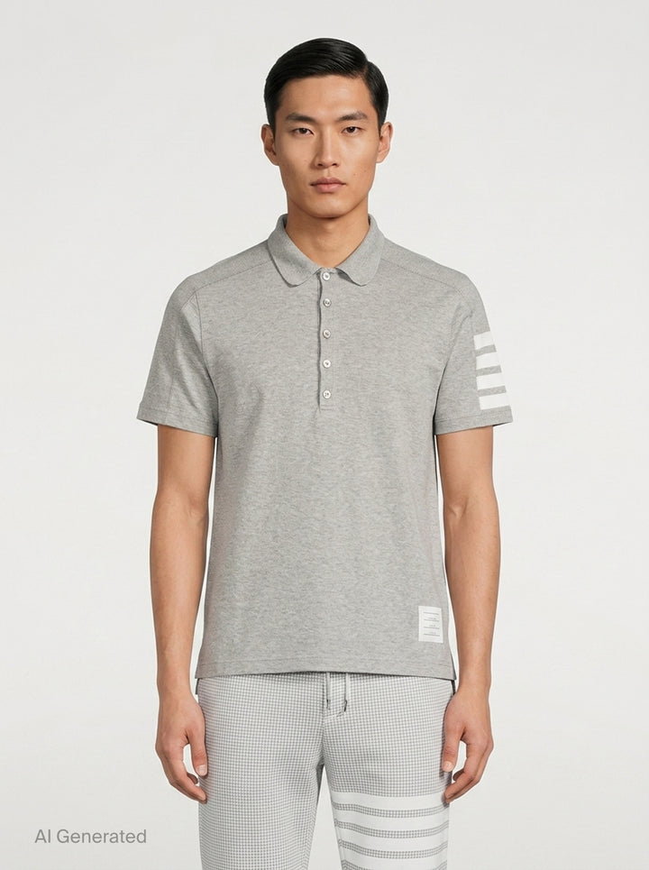 Cotton 4-Bar Short Sleeve Polo | Thom Browne | Club21 - front