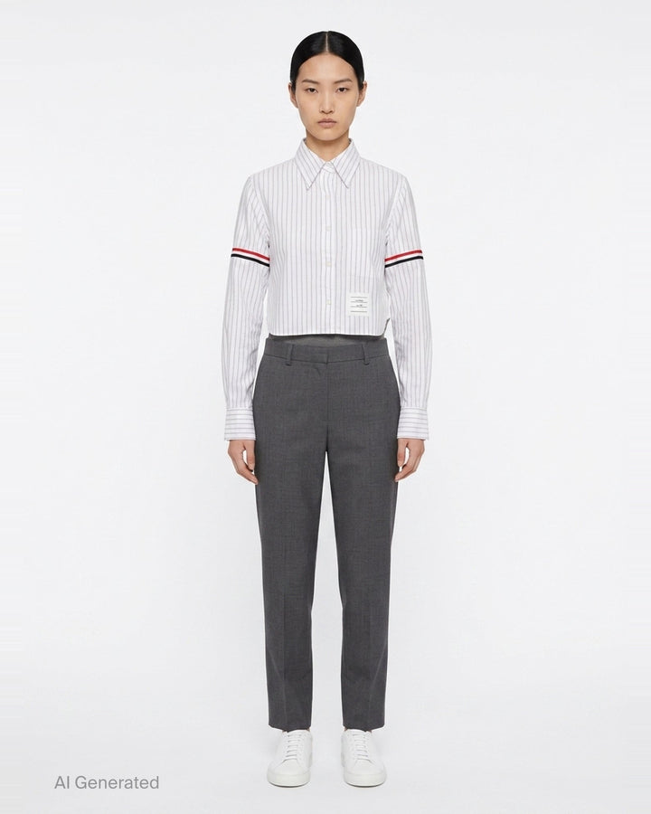 Cropped Button Down Shirt | Thom Browne | Club21 - front