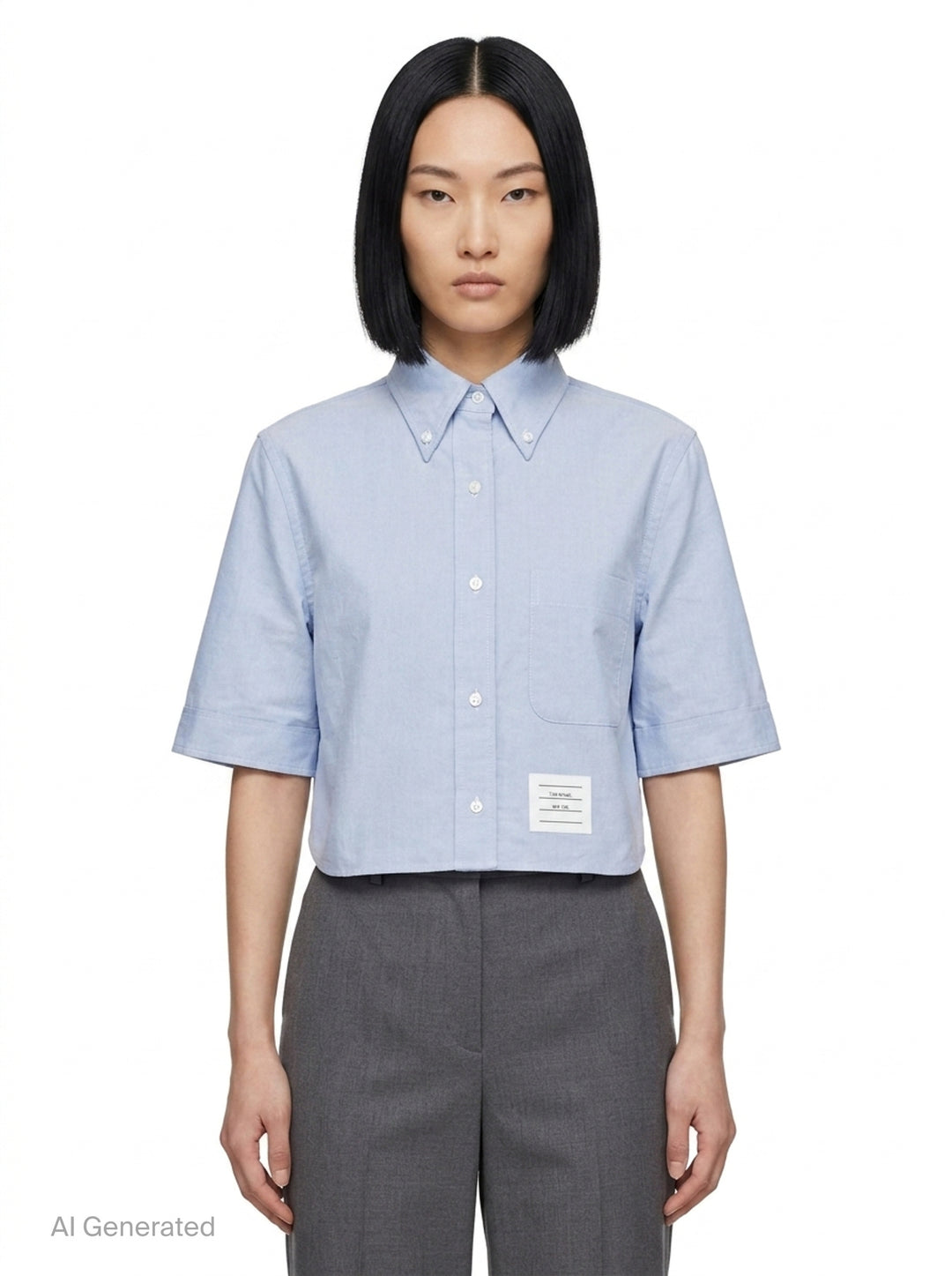 Cropped Point Collar Shirt | Thom Browne | Club21 - front