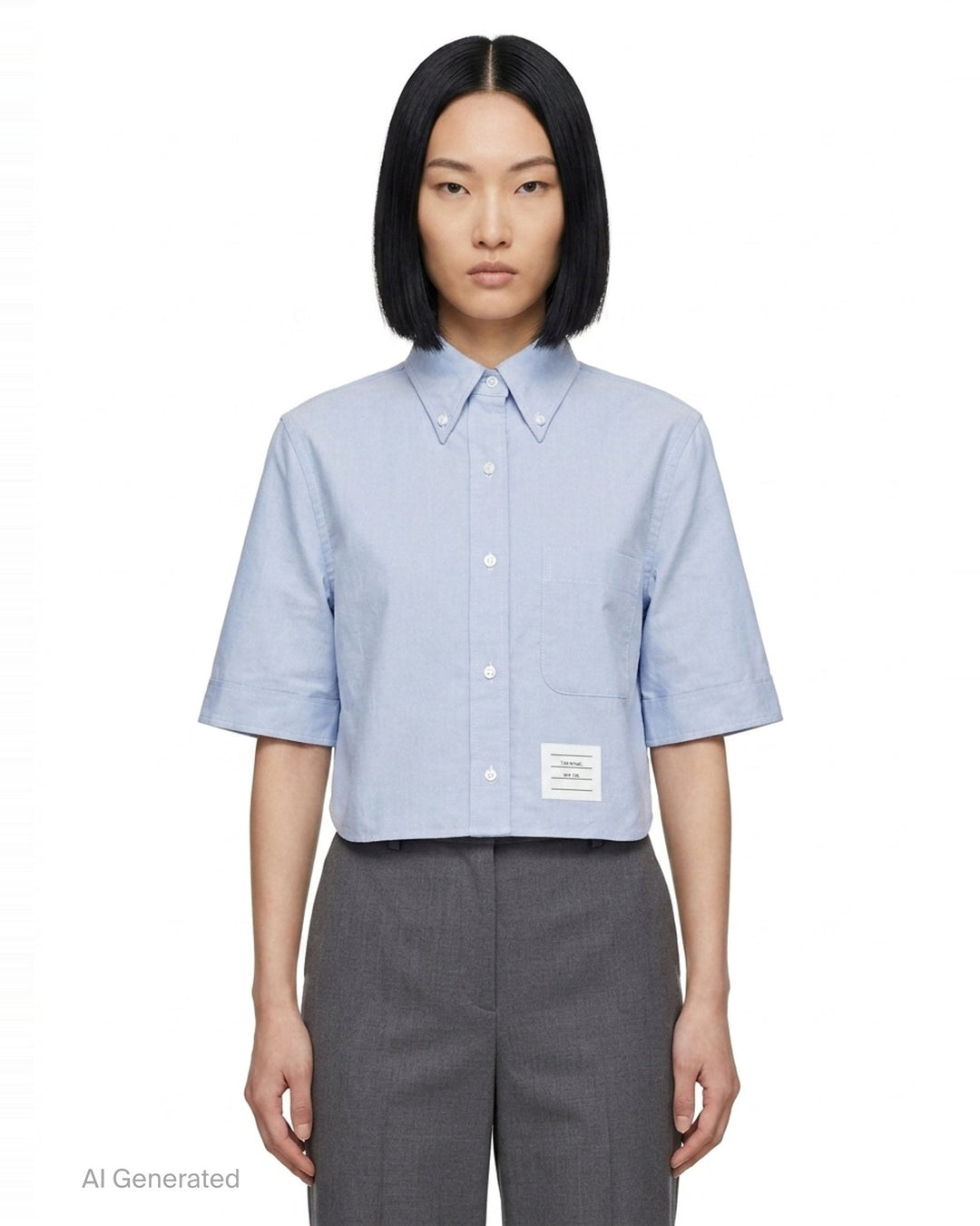 Cropped Point Collar Shirt | Thom Browne | Club21 - front