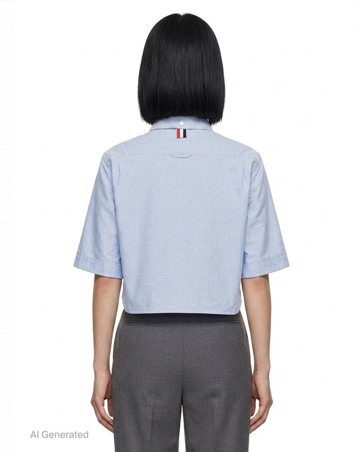 Cropped Point Collar Shirt | Thom Browne | Club21 - back