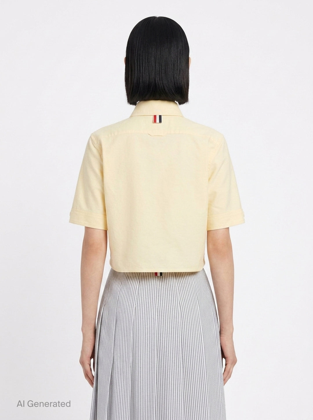 Cropped Point Collar Short Sleeve Shirt | Thom Browne | Club21 - back
