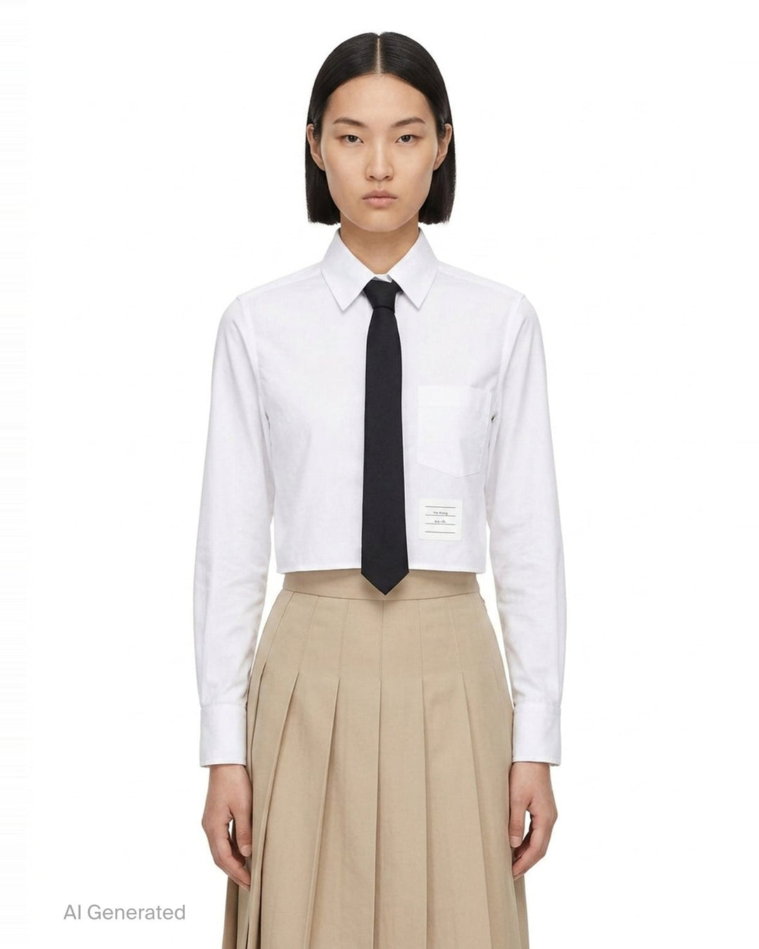 Cropped Round Collar Shirt | Thom Browne | Club21 - front