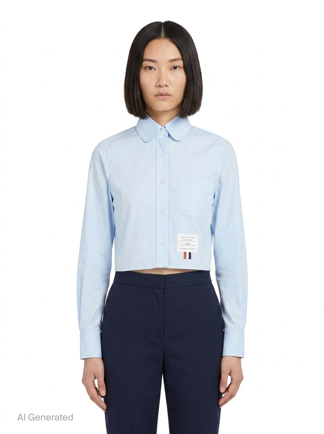 Cropped Round Collar Shirt | Thom Browne | Club21 - front