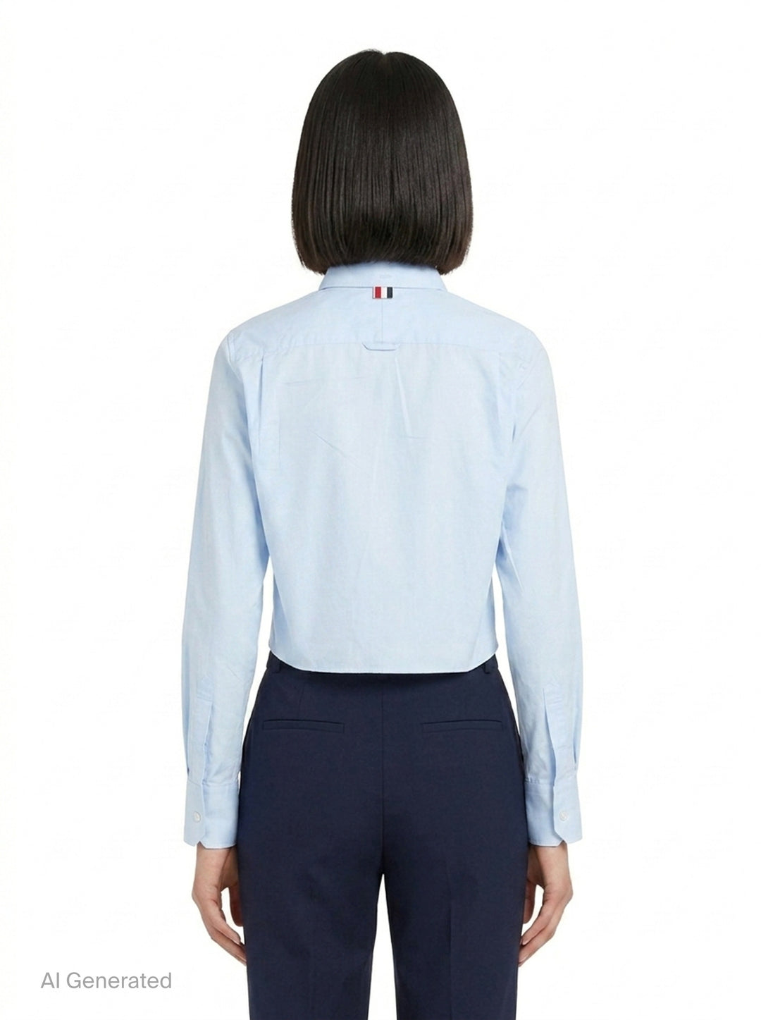 Cropped Round Collar Shirt | Thom Browne | Club21 - back