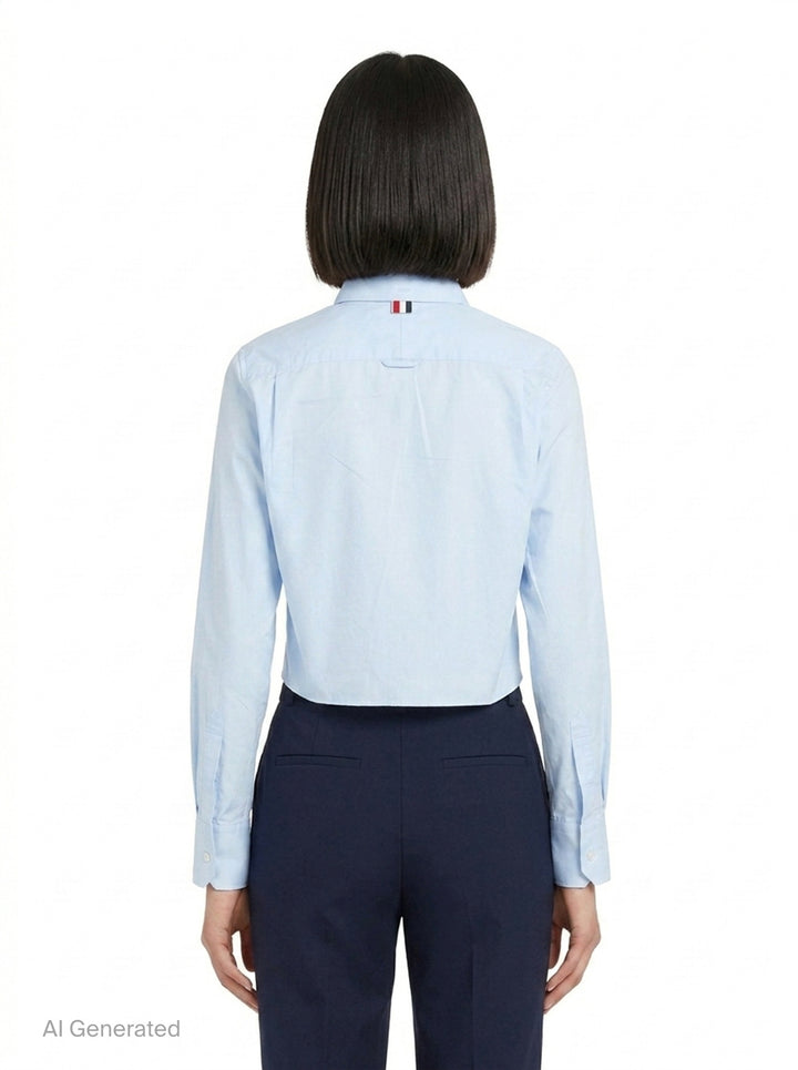 Cropped Round Collar Shirt | Thom Browne | Club21 - back