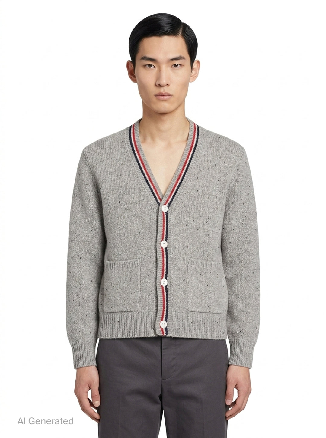 Donegal Wool V-Neck Cardigan | Thom Browne | Club21 - front