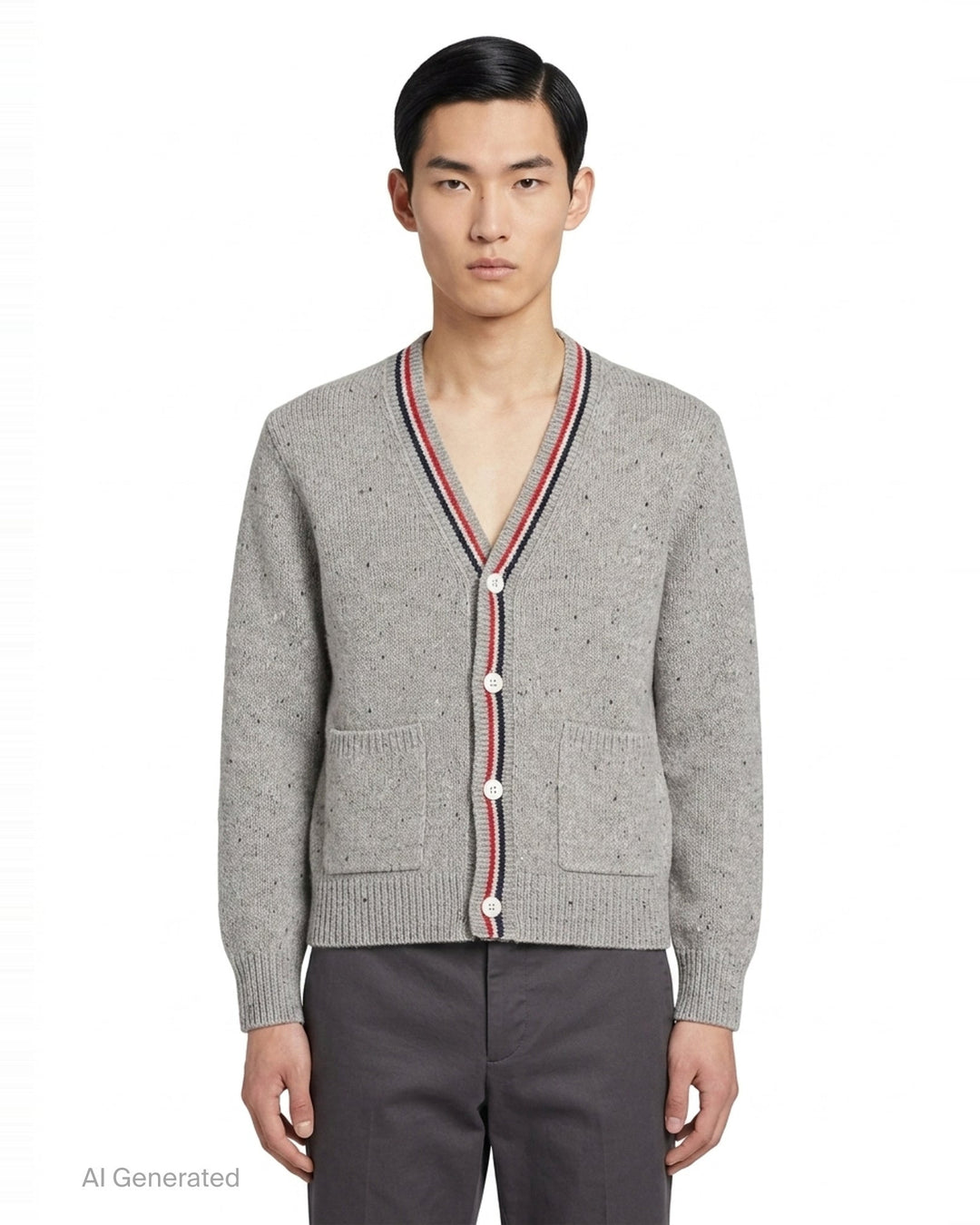 Donegal Wool V-Neck Cardigan | Thom Browne | Club21 - front