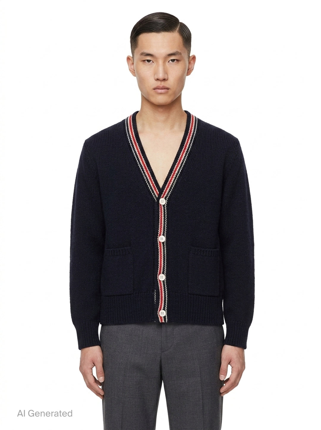 Donegal Wool V-Neck Cardigan | Thom Browne | Club21 - front