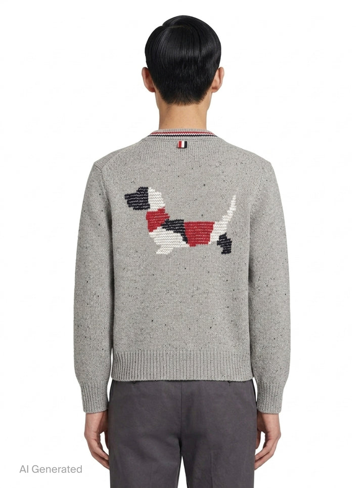 Donegal Wool V-Neck Cardigan | Thom Browne | Club21 - back