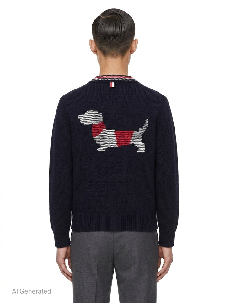 Donegal Wool V-Neck Cardigan | Thom Browne | Club21 - back