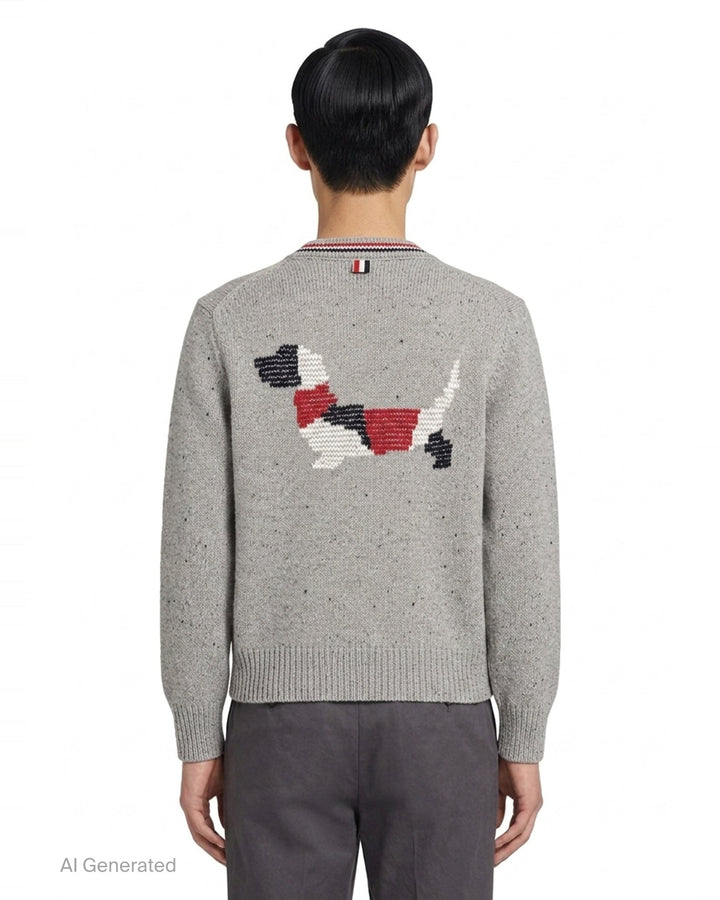 Donegal Wool V-Neck Cardigan | Thom Browne | Club21 - back