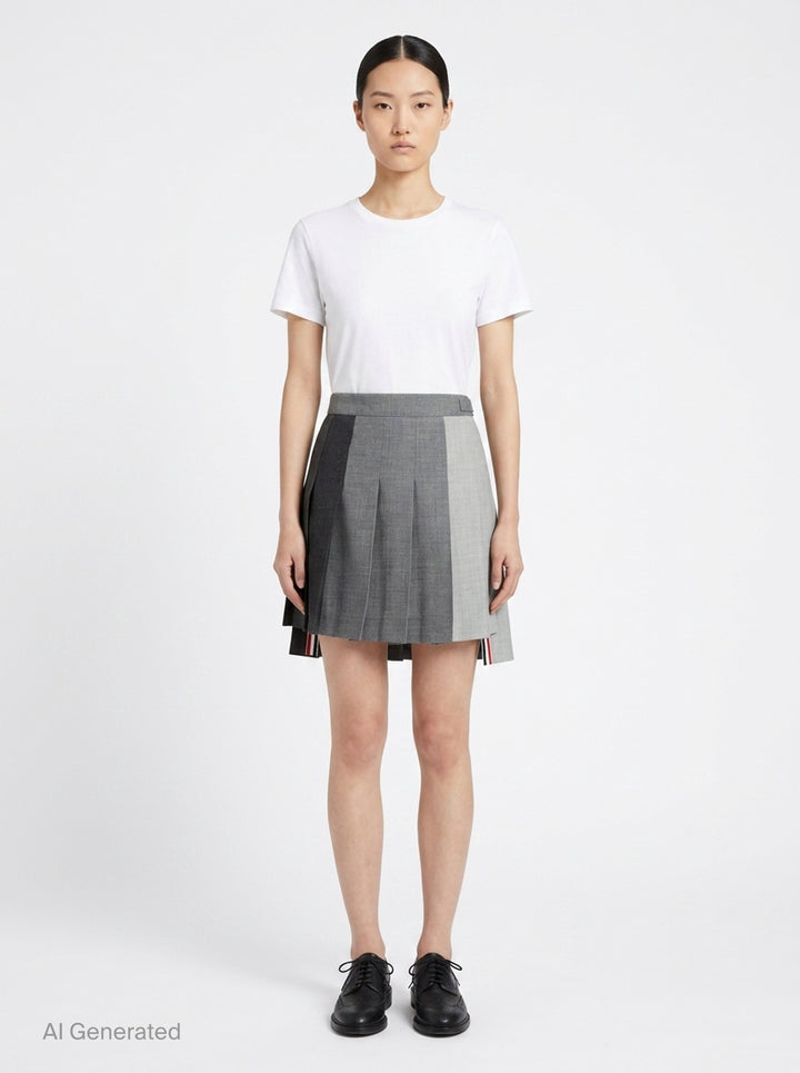 Dropped Back Pleated Mini Skirt | Thom Browne | Club21 - front