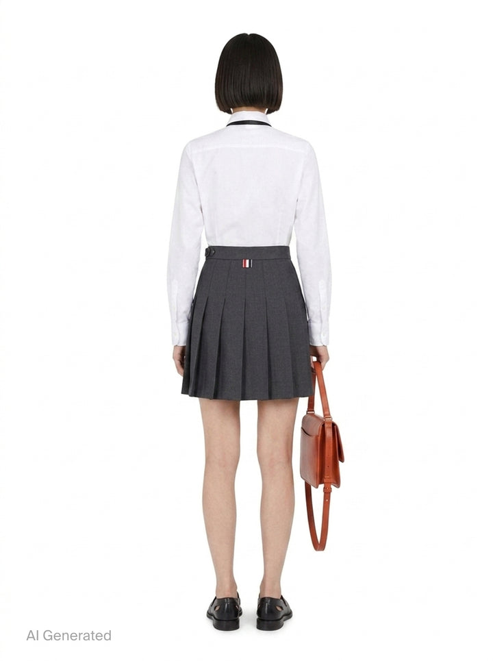 Dropped Back Pleated Mini Skirt | Thom Browne | Club21 - back