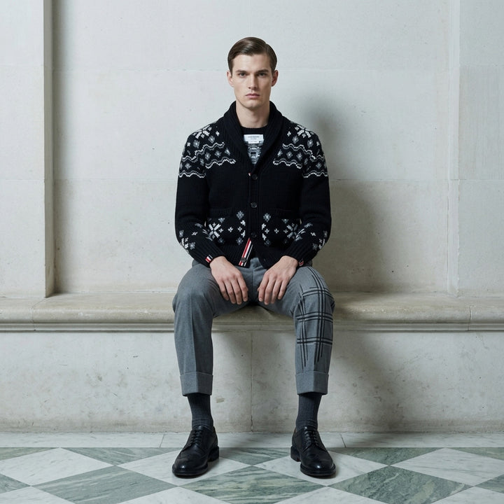 Icelandic Fair Isle Cardigan | Thom Browne | Club21 - lifestyle
