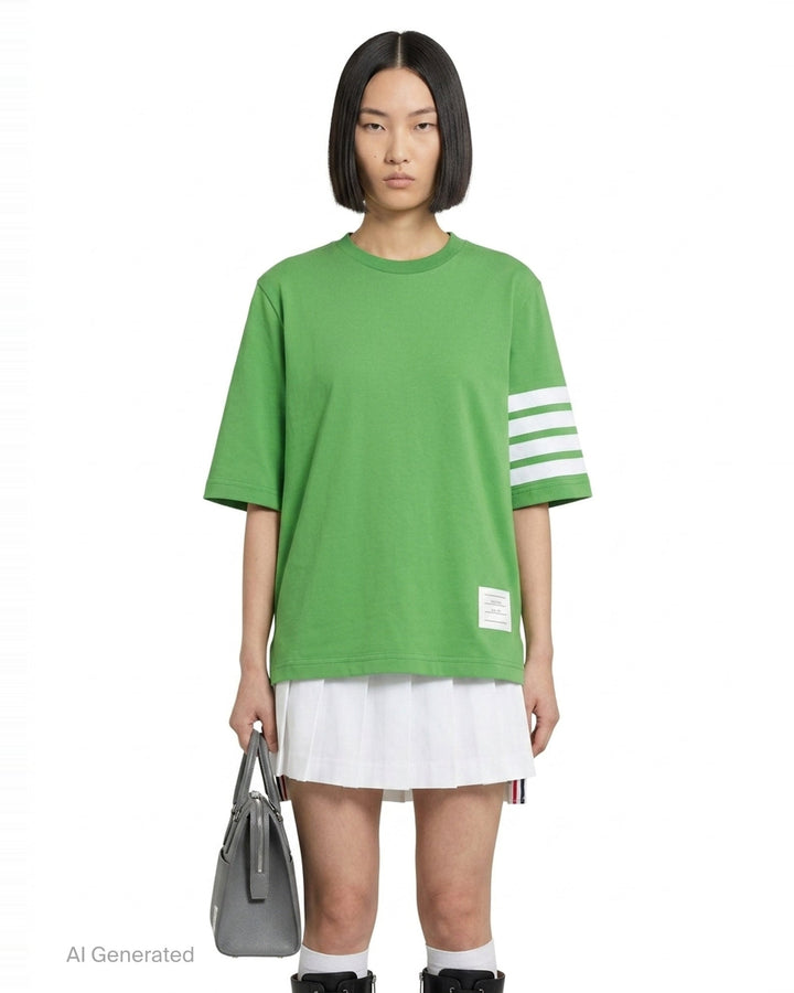 Jersey 4-Bar Short Sleeve Tee | Thom Browne | Club21 - front
