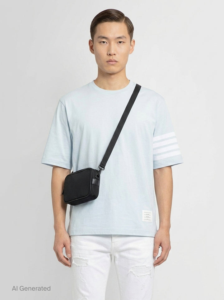 Jersey 4-Bar Short Sleeve Tee | Thom Browne | Club21 - front