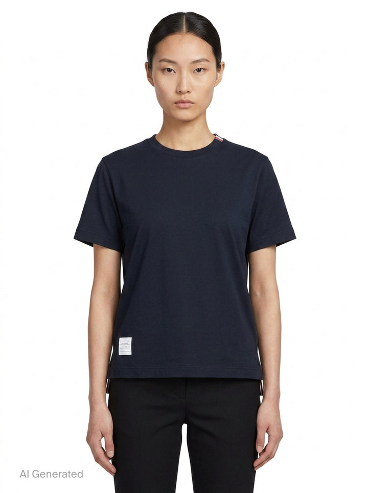 Jersey Relaxed Side Slit Tee | Thom Browne | Club21 - front