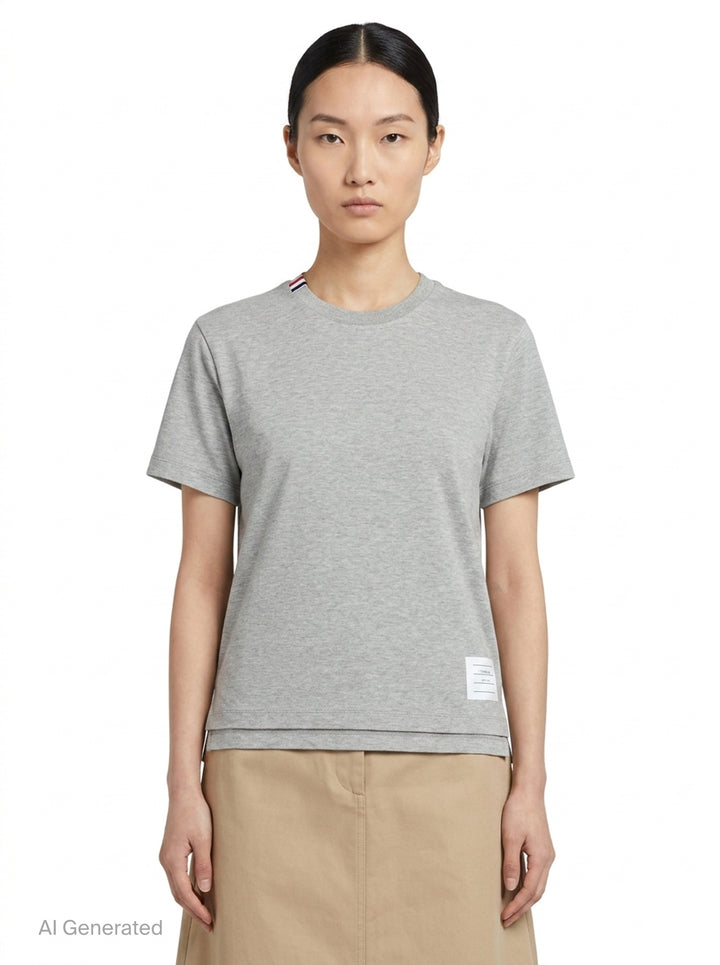Jersey Relaxed Side Slit Tee | Thom Browne | Club21 - front