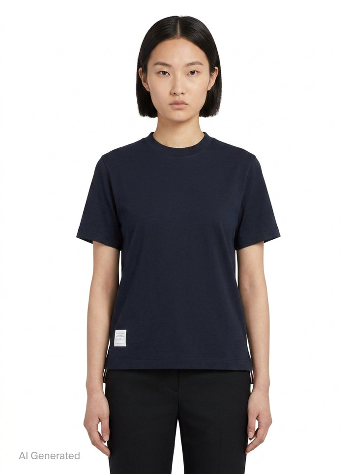 Jersey Relaxed Side Slit Tee | Thom Browne | Club21 - front