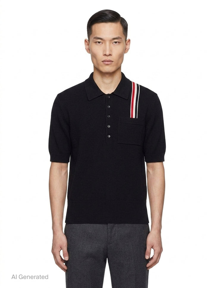 Jersey Stitch Relaxed Polo | Thom Browne | Club21 - front